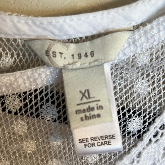 Est. 1946 Eyelet Pullover Top Lace Cape Sleeve White Round Neck XL - Picture 8 of 10